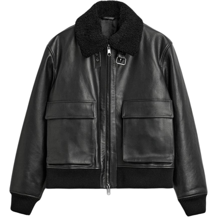 ZARA Leather Jacket Men`s Black 05479110-35