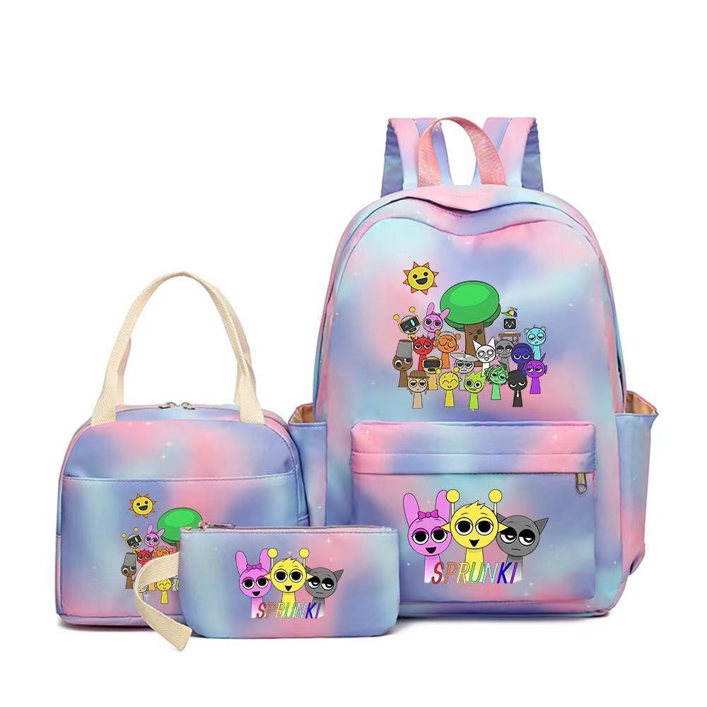 Rhythm zygote student schoolbag children's backpack backpack three-piece set