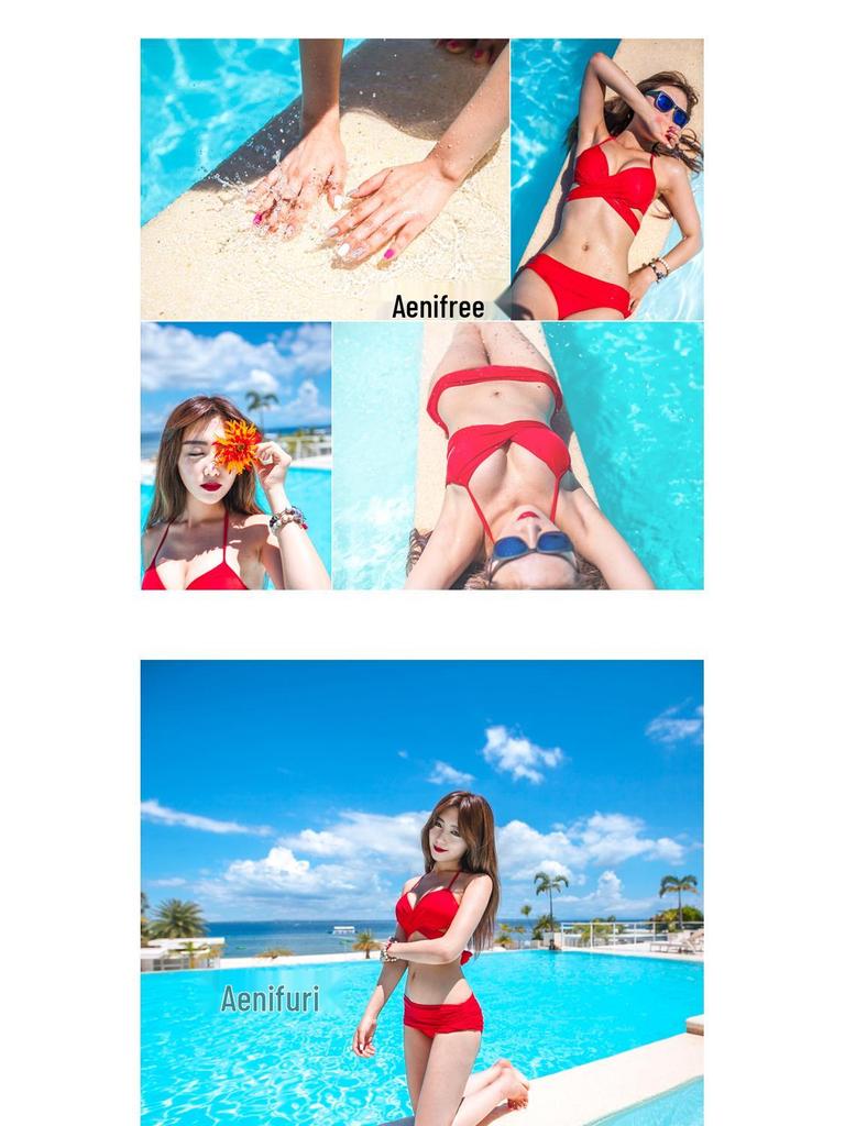 Korea Classic Solid Color Push-up Underwire Bikini Swimsuit - Versatile, Sexy and Slimming for Any Chest Size