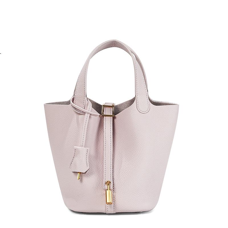 Women's High-Quality Genuine Leather Bucket Bag - Exquisite Cowhide Handbag