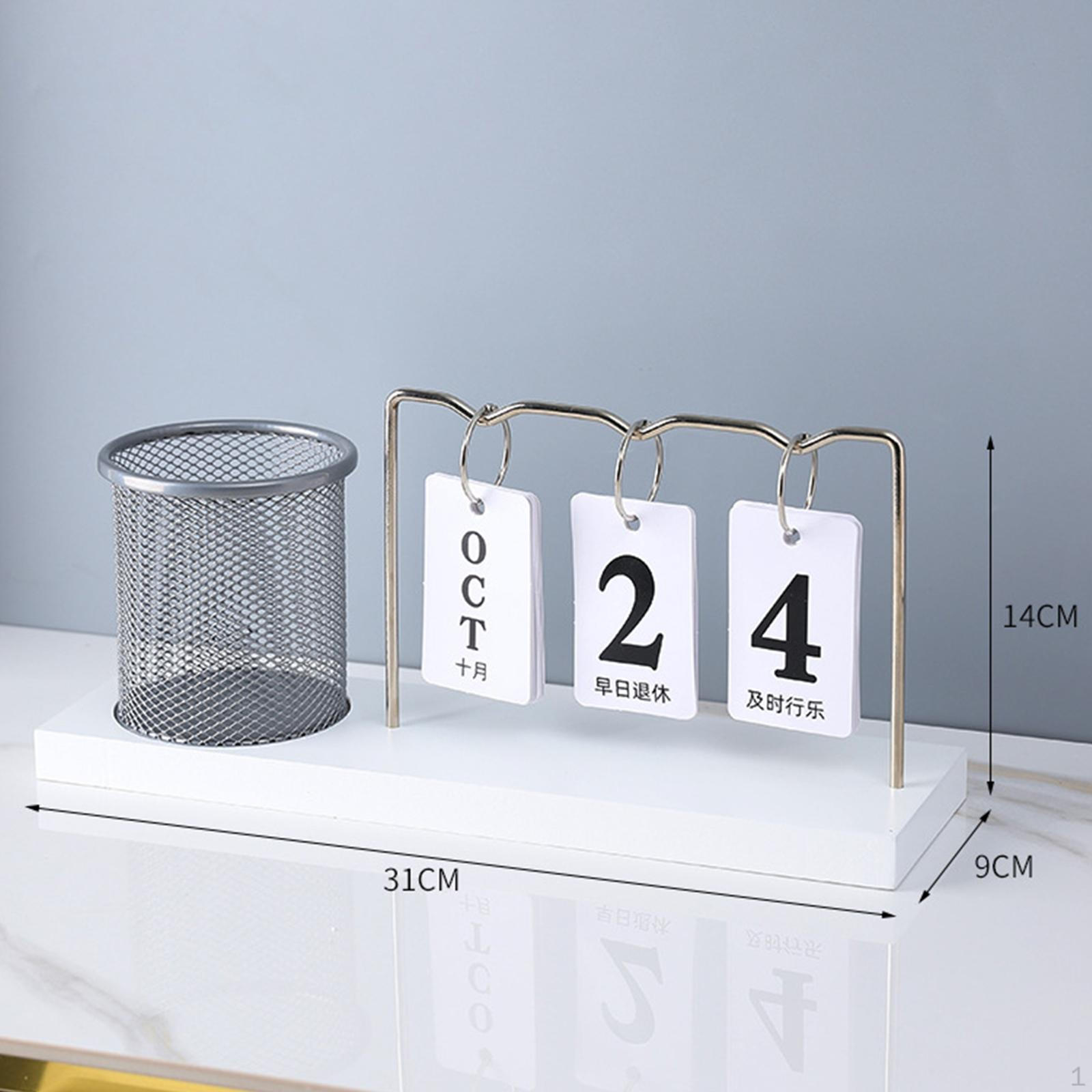 

Настільний календар із тримачем для ручок Щоденні настільні багатофункціональні аксесуари Настільний фліп срібний