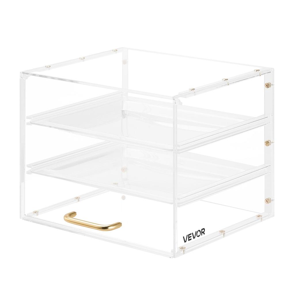 Bakery Display Case, 3-Tier Commercial Countertop Pastry Display Case, Clear Acrylic Bread Box for Kitchen, Party Cake Cabinet with Flip-Up Door for