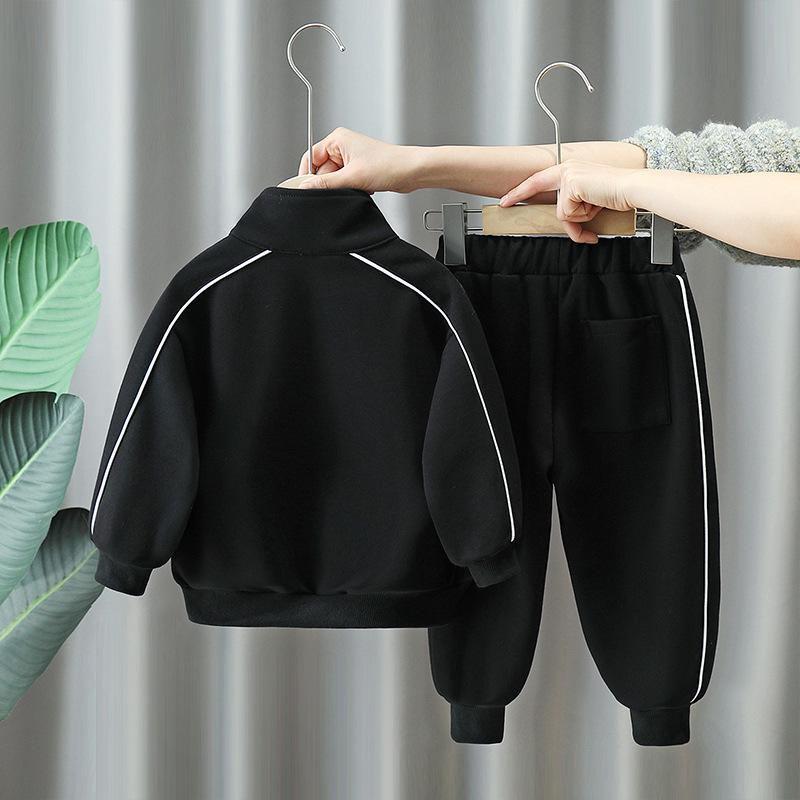 Korean Style Toddler Boys' Letter Cardigan Jacket & Pants Set - Spring/Autumn Collection