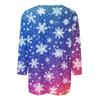 Women's Fashionable Casual Three Quarter Sleeve Christmas Printed Collar Pullover Top