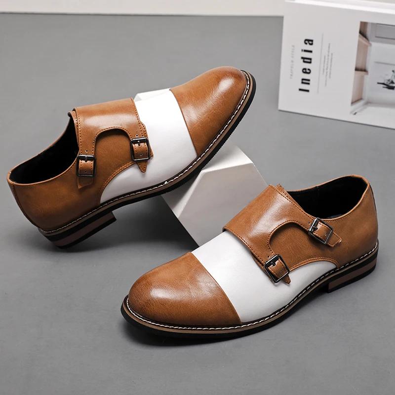 Fashion Business Casual Men's Shoes Buckle Fastening Retro British Style Rubber Outsole Leather Upgraded Large Size 48 Zapatillas Male