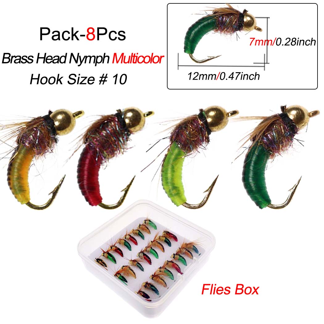 

4/8/16/24 шт./кор., реалистичная нимфа, муха для ловли форели, нимфа, искусственная приманка для насекомых, приманка для ловли форели, нимфа, муха для рыбалки 8Pcs разноцветный