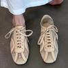 Soft Leather Version! Breathable Soft-soled Mesh Sneakers Women's Fashion Niche French Flats Lace-up Sandals Casual Shoes