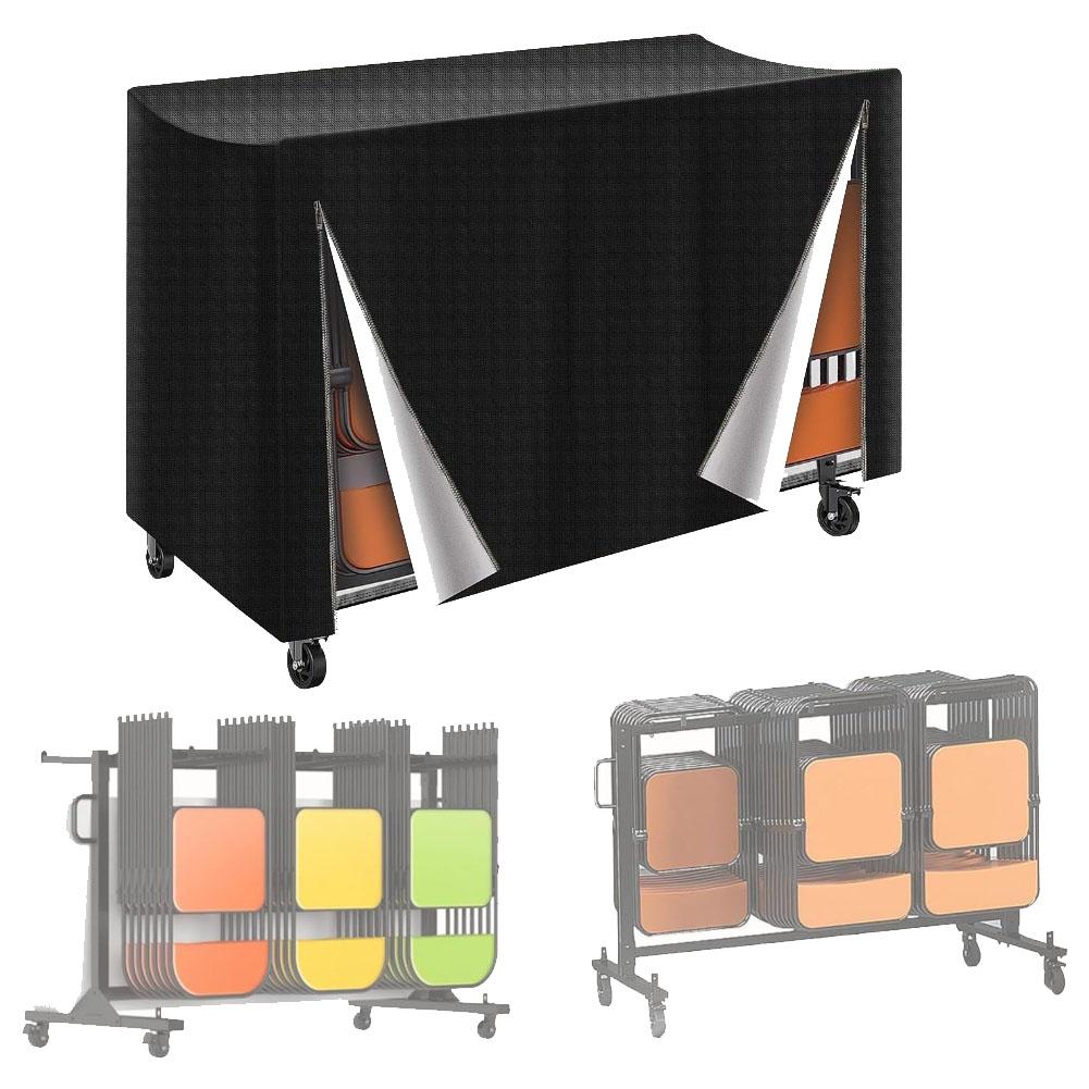 Waterproof Folding Chair Rack Cover for VEVOR Made of 210D Oxford Cloth with Windproof Drawstring and Dual Zipper Design