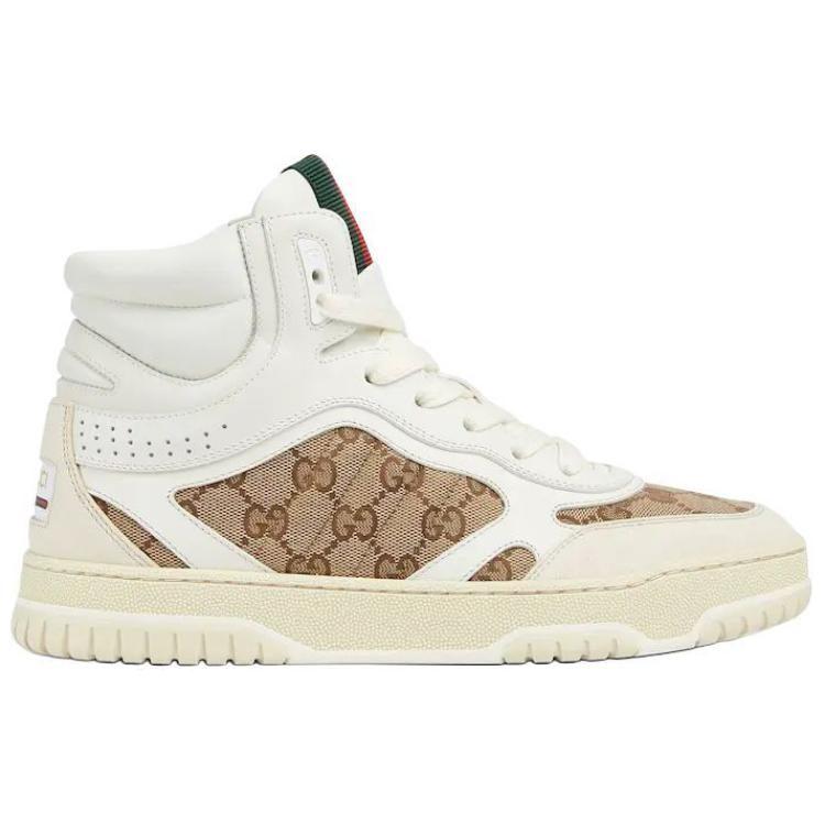 Gucci Re Web Canvas Leather High Top Skateboard Shoes Women's White 816732 AADHW 9573