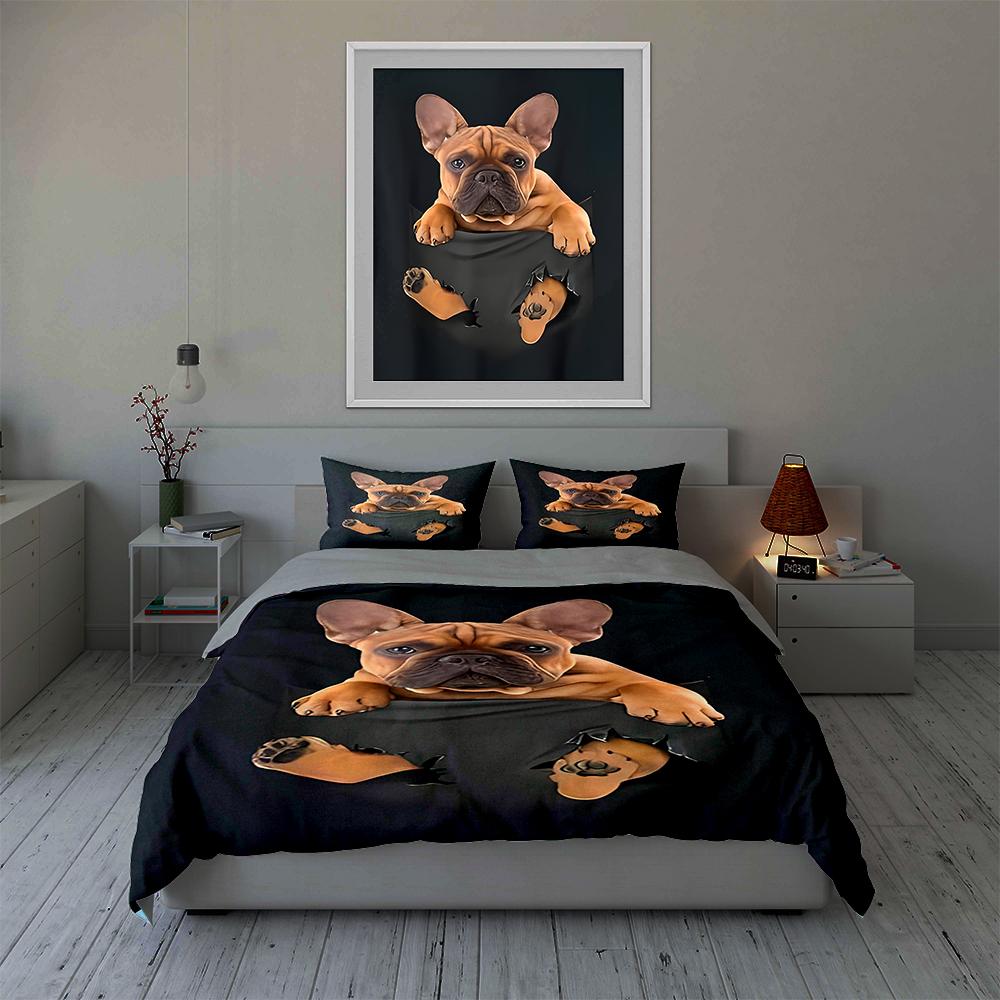 French Bulldog Illustration. Bedding Duvet Cover Sets Duvet Covers Pillowcases Gifts (1 * Duvet Cover 2 * Pillowcases, Without Duvet Insert)