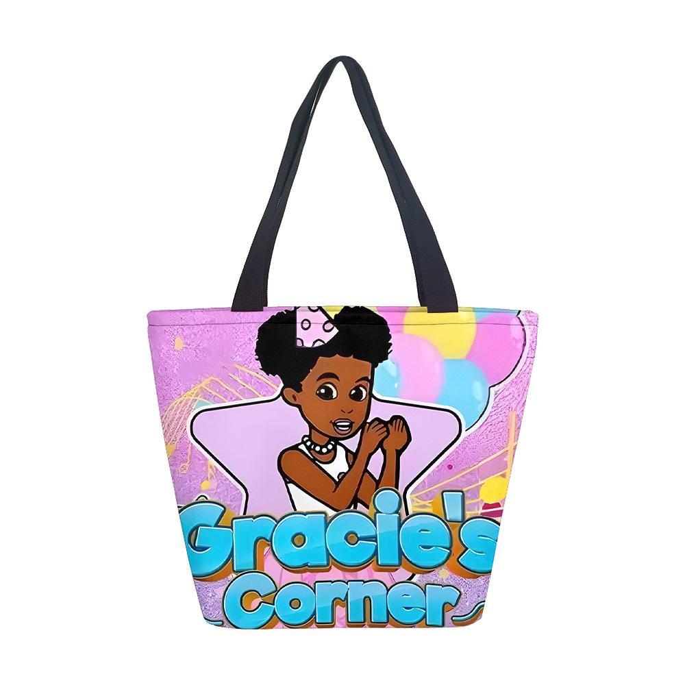 Borsa a Mano da Donna Ragazza Africana Borsa a Spalla Ragazza Borsa in Tela Stampata Tendenza Moda Borsa Tote di Grande Capacità