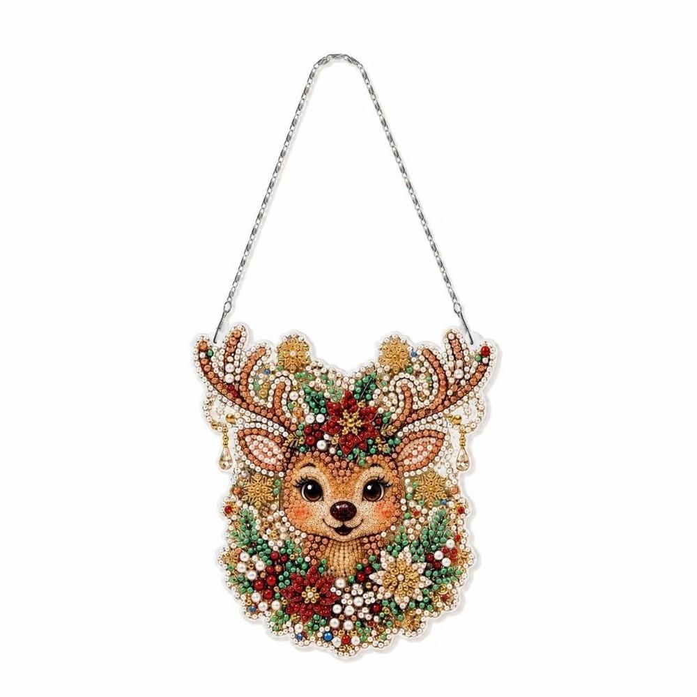 DIY Acrylic Xmas Pendant 2D Flat Diamond Painting Hanging Ornament Home Decoration