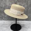 Versatile Raffia Flat-Topped Straw Hat Women'S Summer Vacation Beach Sun Protection Visor