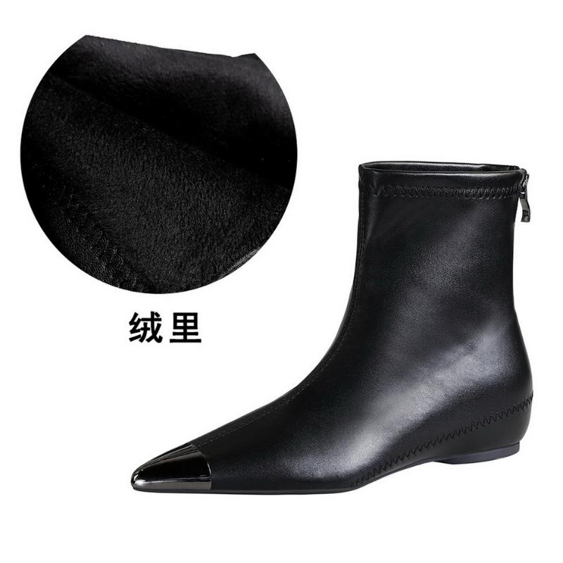 

Retro European American Style Versatile Low Heel Heel Heightened Metal Pointed Iron Head Short Tube Women s Boots Short Boots 34