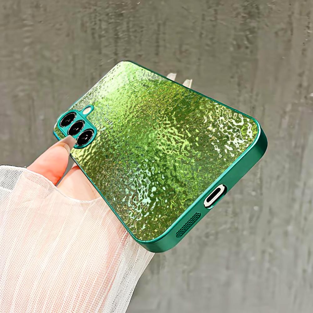 Luxury-lite glass Pattern Glass PhoneCase for Samsung Galaxy S26 S25 S24 S23 S22 FE Ultra Plus Built-in glass green Exquisite