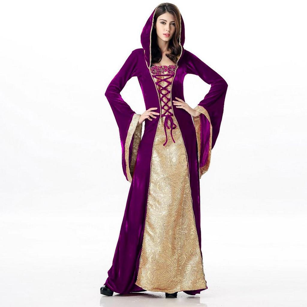 Large Halloween Costume: European Medieval Court Queen for Masquerade Party or Performance