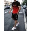 Summer Men's 3D Gradual Change Printed Sports Suit Fashionable Versatile Breathable Casual Trend