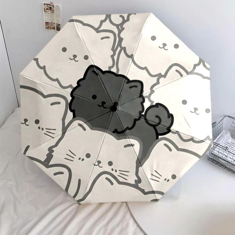 1 PC chow Automatic Folding Umbrella - Cartoon Pattern, Portable & Foldable Design with 8 Ribs, Christmas Birthday Gifts