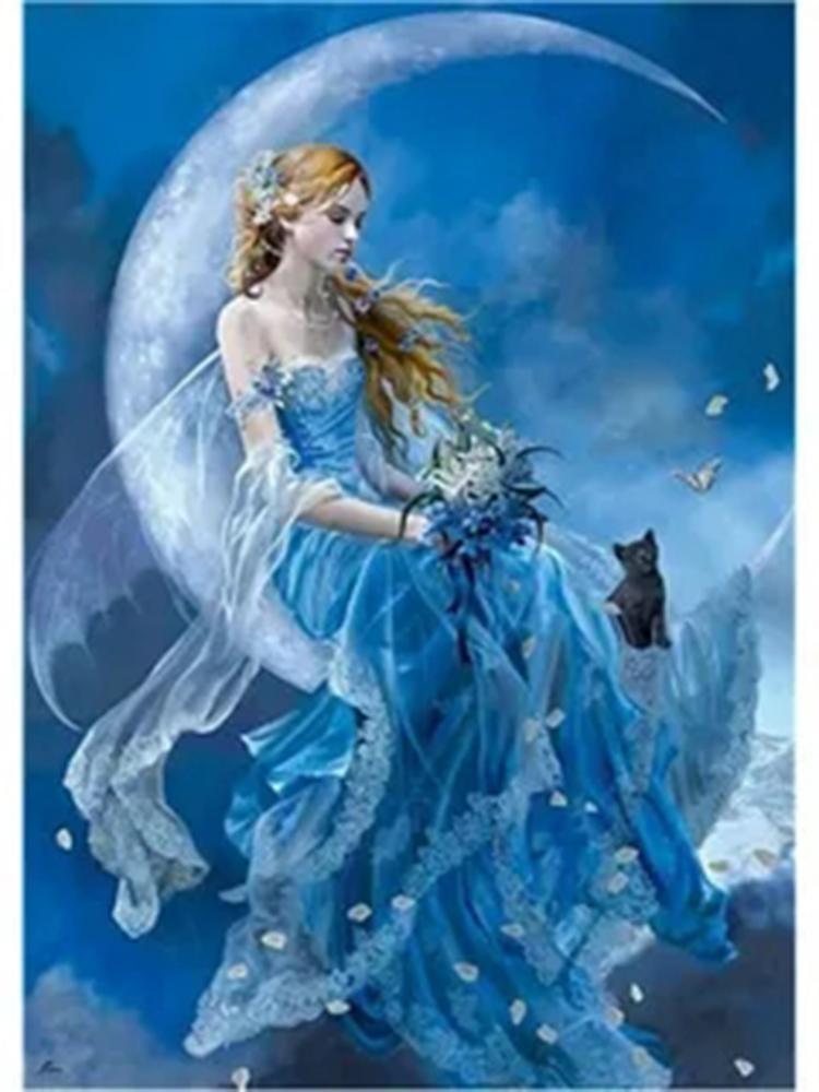 5D Diamond Art Elf Dust Moon Full Diamond DIY Diamond Painting Butterfly Girl Mosaic Picture Crystal Embroidery Character Art