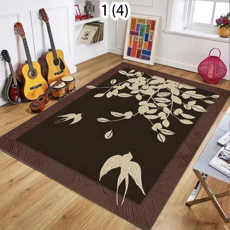 

Chinese Style Floral Carpet Bird Print Area Rug Non Slip Floor Mat for Living Room Bedroom Aesthetic Home Decor Large Carpet 40X60CM