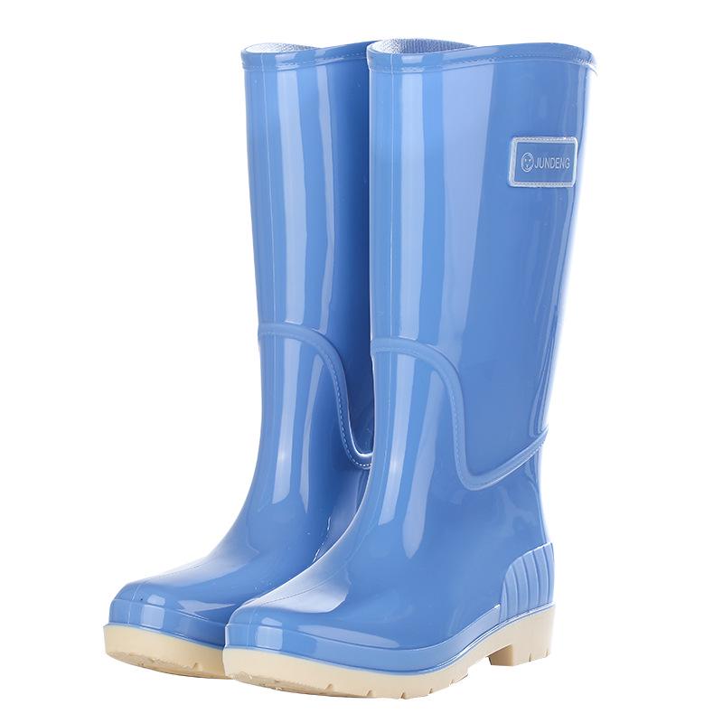 Women's Waterproof High Tube Non-Slip Rain Boots with Warm Velvet Lining - Fashionable PVC Rubber Shoes