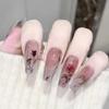 24Pcs Gradient Long Ballet Press On Nails With Glue Full Cover Acrylic False Nails Artificial Manicure Tips