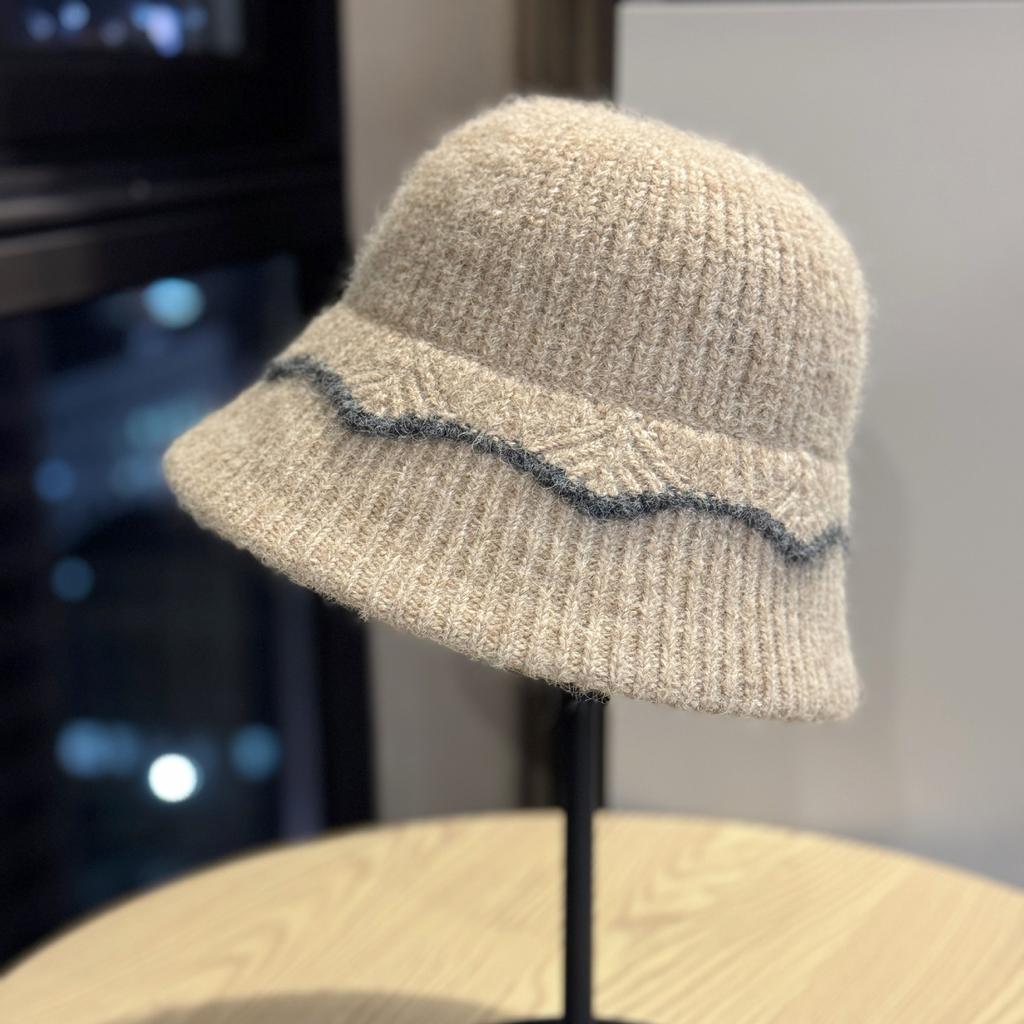Knitted Fisherman Hat for Women in Autumn and Winter Simple and Versatile Small Basin Hat Cold Proof and Warm Bucket Hat