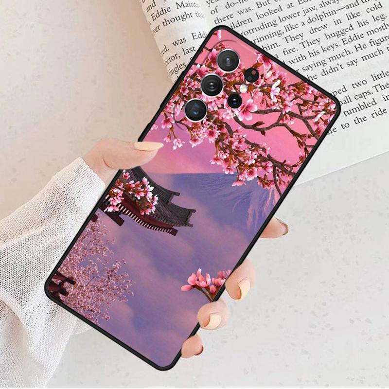 Abstract Cat Mount Fuji Japan Landscape Case For Samsung Galaxy S25 S23 S30 S8 S21 S20 FE S24 S22 Note 10 20 Plus Lite Ultra