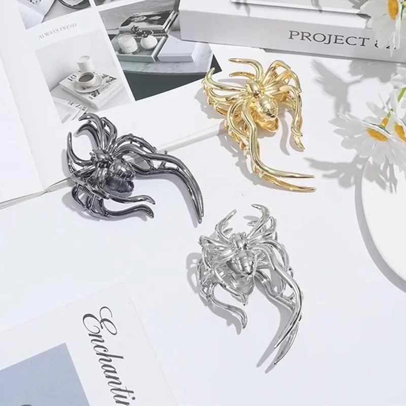 Stříbrná Módní Kovová Pavoučí Velká Spona do Vlasů pro Ženy Trendy Cool Osobnost Žraločí Spona Zadní Lžíce Pánev Spona do Vlasů Spona do Vlasů