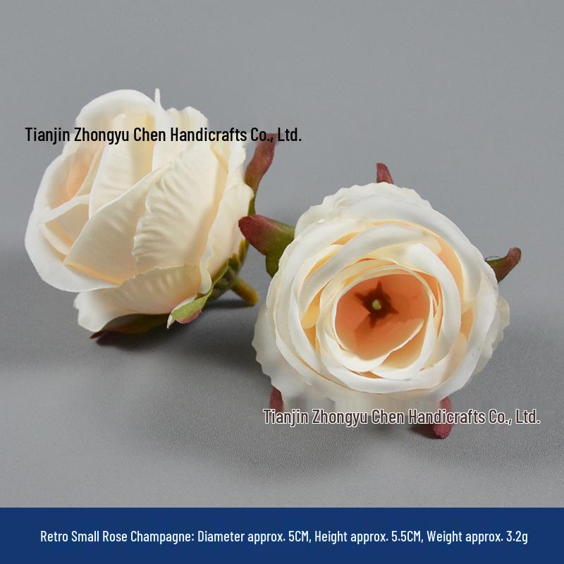 Champagne Silk Imitation Flowers for Hairpins, Hanfu Headdresses, Souvenirs, and Performance Accessories.