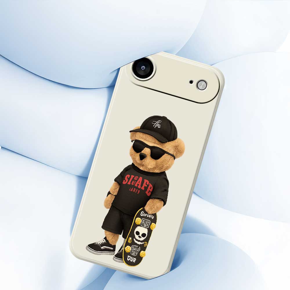 For iPhone 17 Air Case Cool Bear Pattern Printing Straight Edge TPU Phone Back Cover