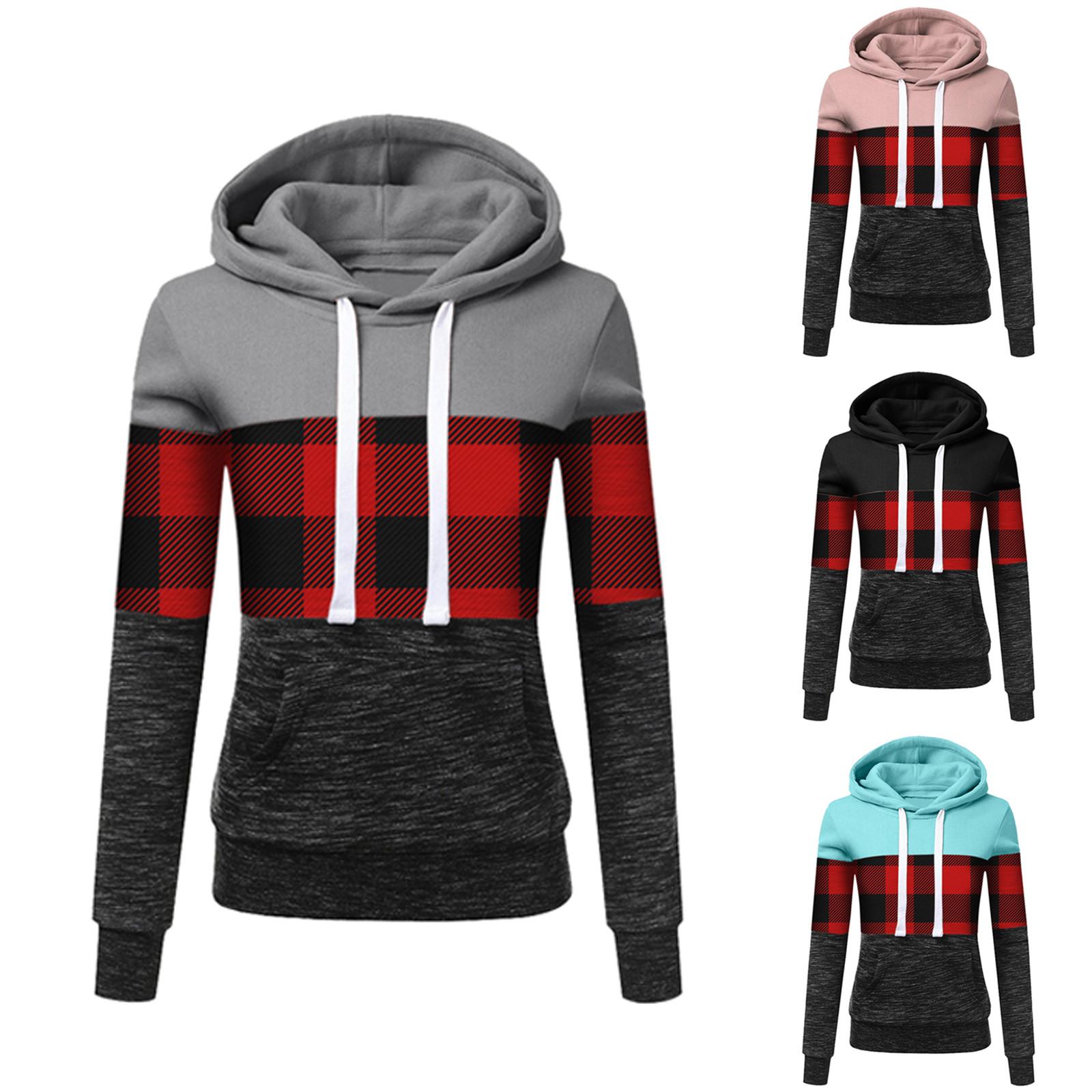 

Womens Любовь Длинные рукава Splice Pullover Hoodies Sweatshirt сшивание Топы Блузка