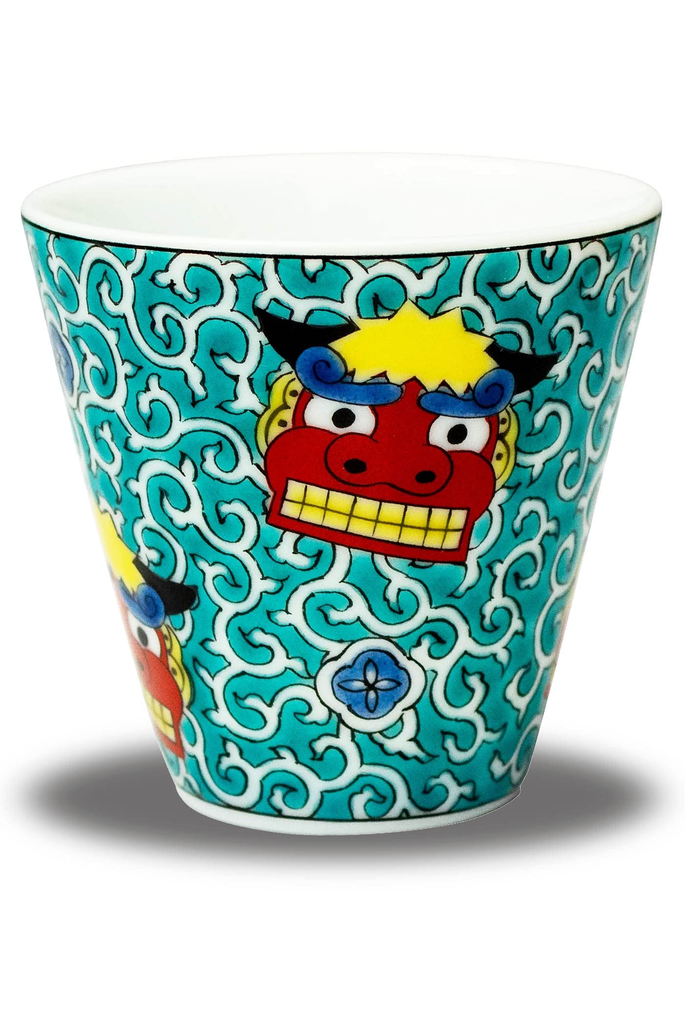 

Waza no Kura Lucky Ochoko Sake Cup, Kutani Ware, Lion Dance Design, Ceramic, Brand Name, Japanese Tableware, Made in Japan