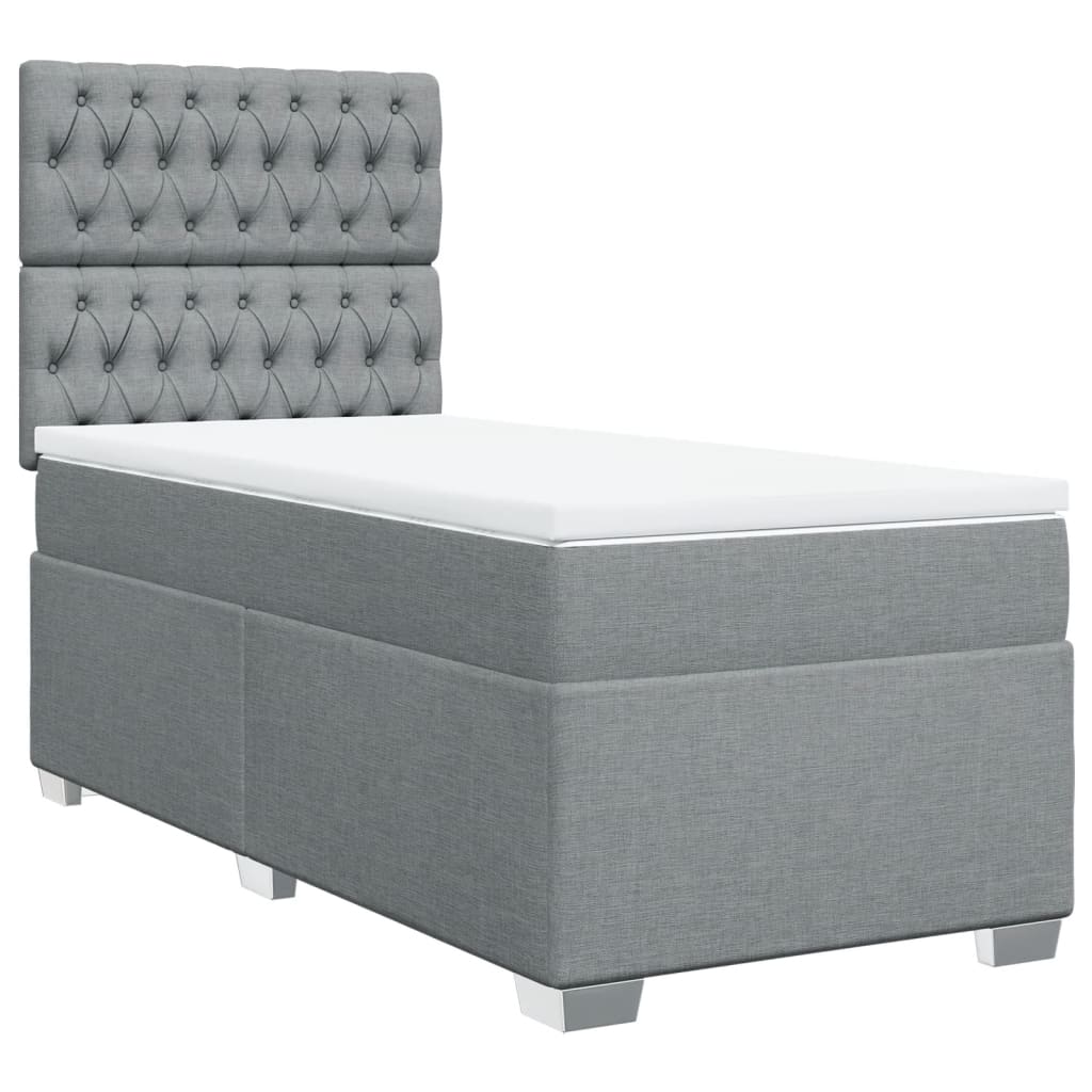 Vidaxl Letto Continentale Con Materasso, Grigio Chiaro, Tessuto, 100X200Cm