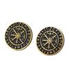 Dawapara Vegvisir Nordic Compass Stud Earrings Norse Mythology Protection Amulet Runes Stainless Steel Scandinavian Jewelry