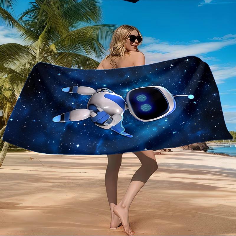Weltraumabenteuer Roboter Strandtuch Mikrofaser Strandtuch, Leicht und Schnelltrocknend, für Sommerreisen, Schwimmbad Fan Geburtstagsgeschenk
