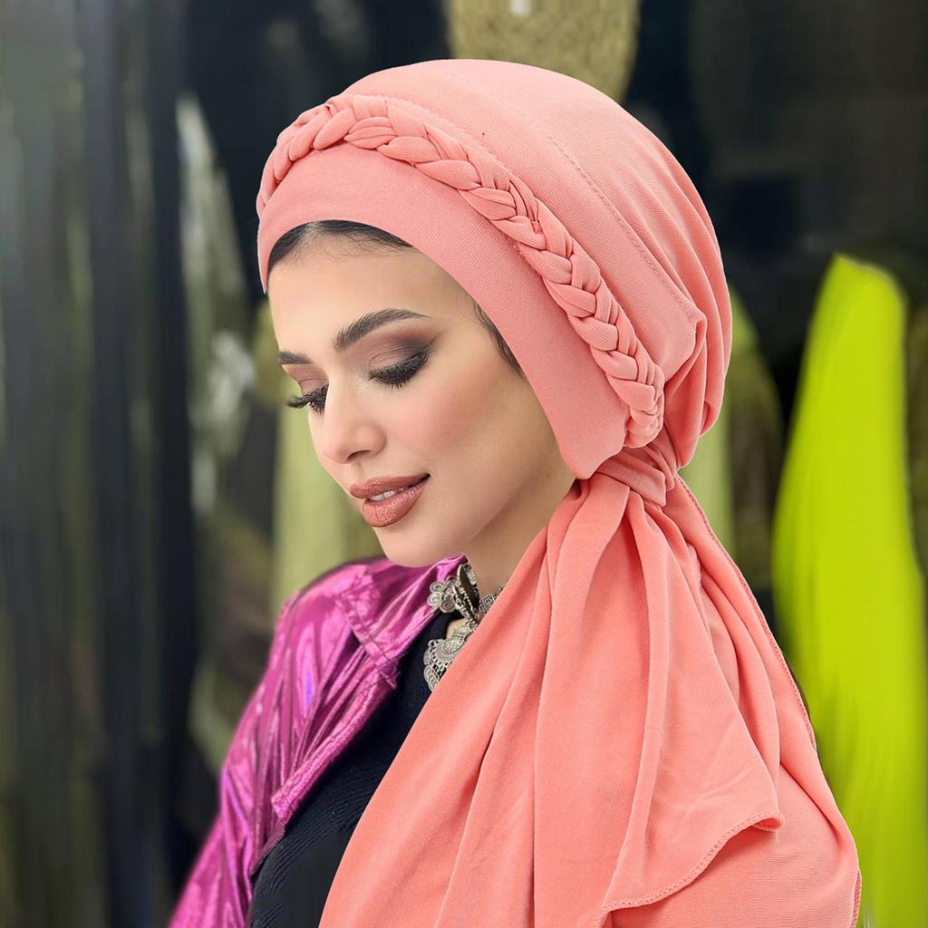 Jednokolorowe muzułmańskie hidżaby Damska chusta na głowę Turban Kapelusz Warkoczowy design Nakrycie głowy Modny dodatek Damska opaska na włosy Czapka