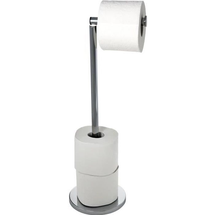 WENKO Support Papier Toilette 2en1, Porte Papier Toilette et Dérouleur Papier Toilette, Acier, 21x55x17 cm, Brillant