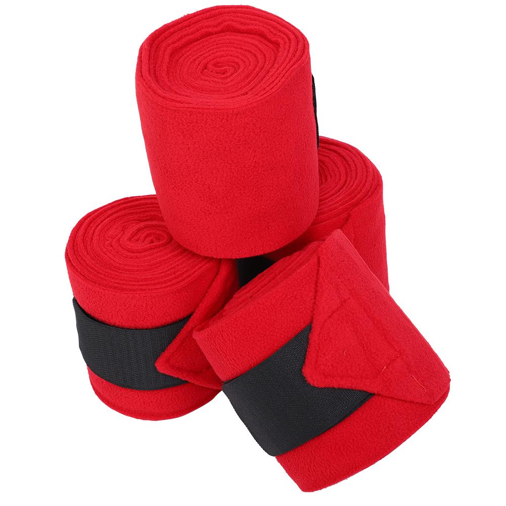 4PCS Thick Horse Leg Bandage Red NonSlip Breathable Fleece Wrapping Accessories