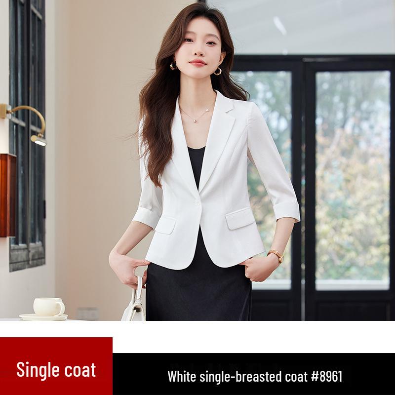 

Женский зеленый летний блейзер с рукавом средней длины - 2024 Маленький повседневный жакет S