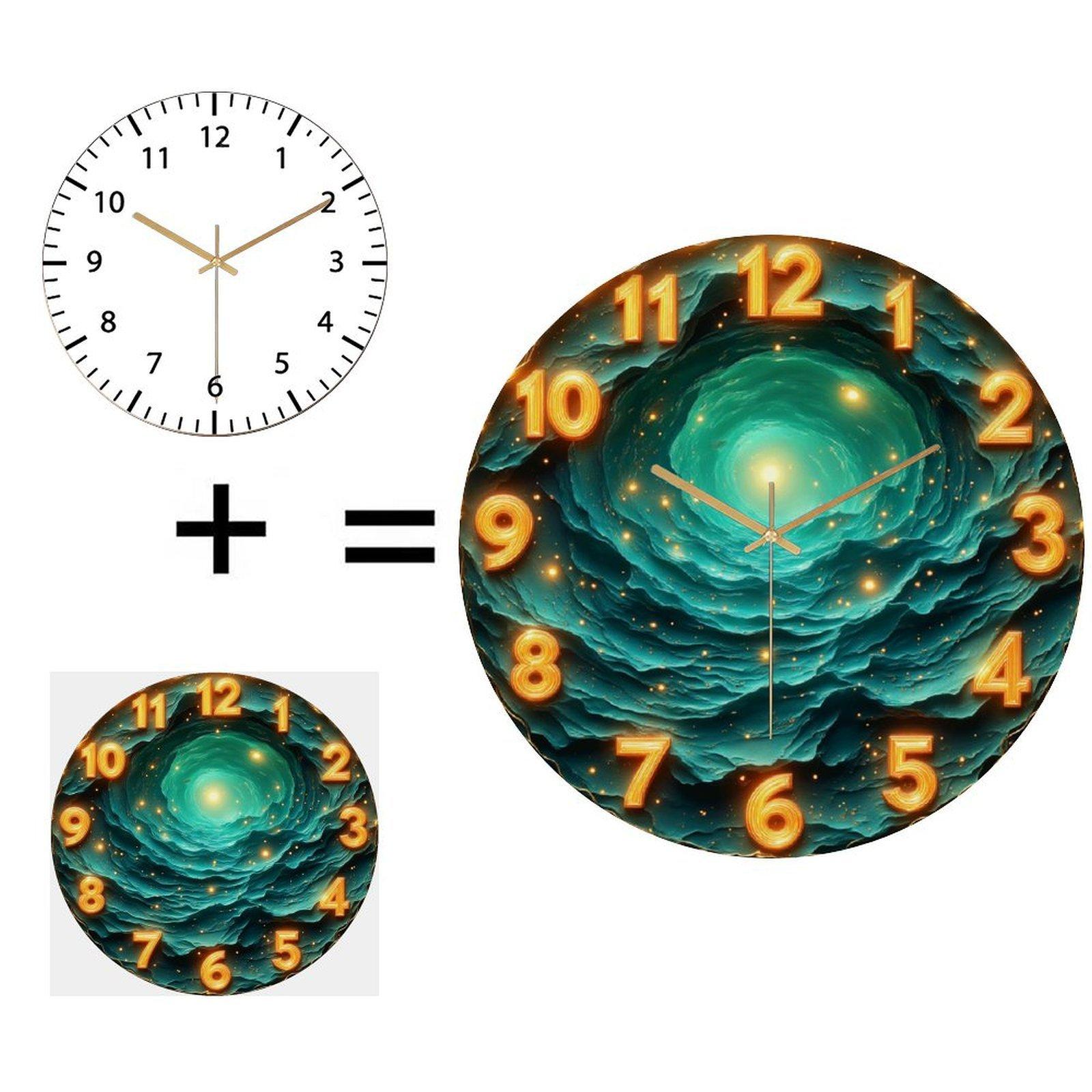 30cm Round Glass Clock Custom Logo Printing Silent Movement Contemporary Wall Clock 12 in(30.48cm)