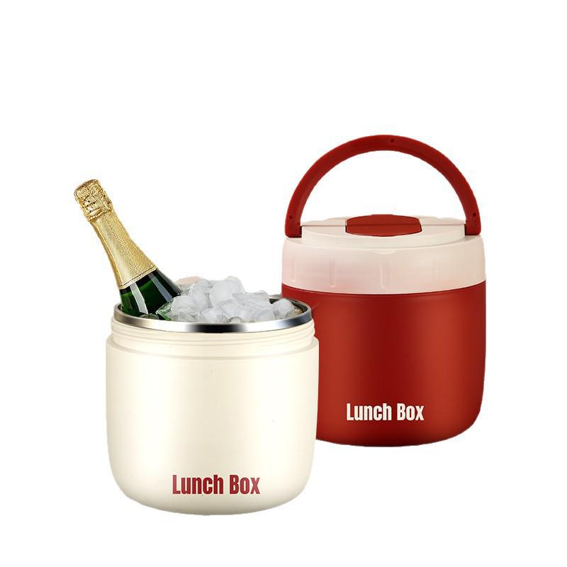 304 Stainless Steel Double-Layer Leak-Proof Insulated Bento Lunch Box with Food Compartments