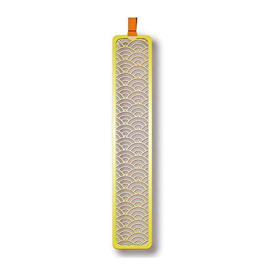 Seigaiha Wave Bookmark - Gold (WAG019) - Durable Metal, Delicate Japanese Pattern Design, Beautiful, Tall, Practical
