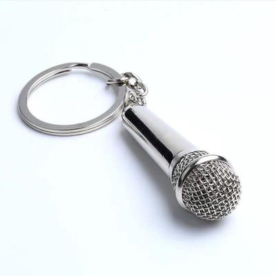 Portachiavi a forma di microfono in argento, ciondolo per borsa, portachiavi per portachiavi, decorazione, regalo