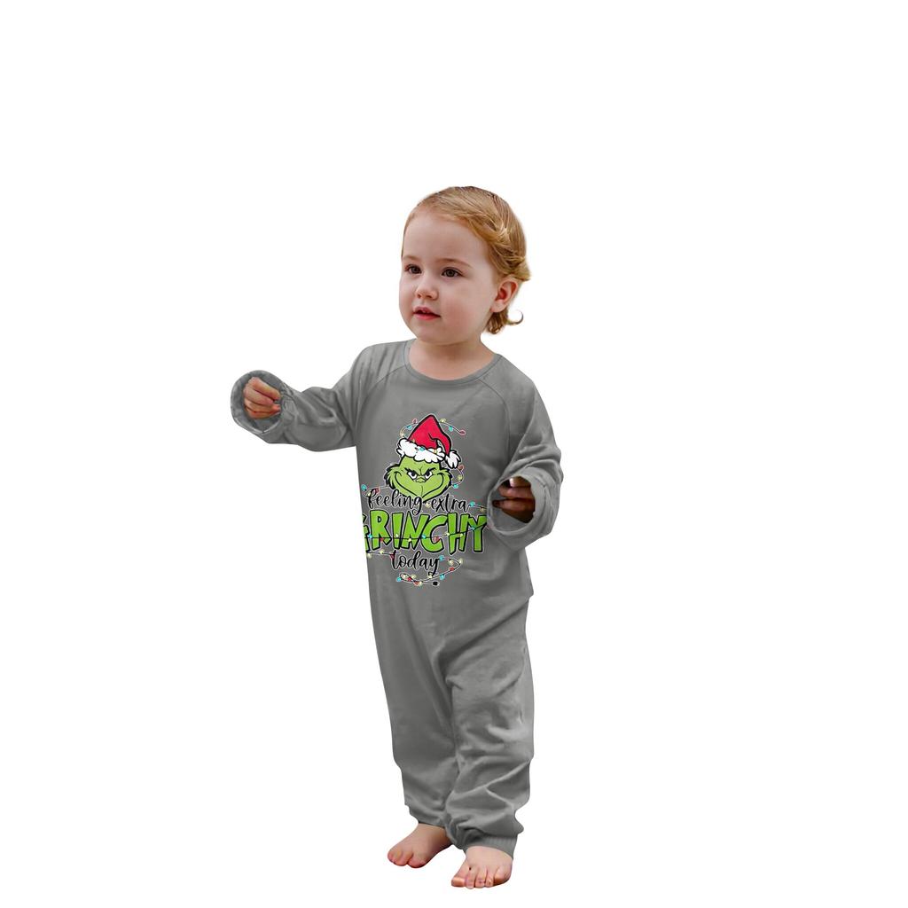 Zestaw rodzinny z długimi rękawami i spodniami w nadruki świąteczne Zestawy rodzinne