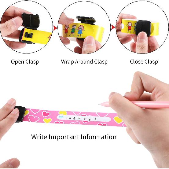Chinco 14 Pieces Kids Safety ID Bracelets Child Identification Wristband Reble Name Tag Bracelet Waterproof ID Band Children Wristband for Boys and