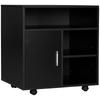 Multi Storage Printer Stand Unit Office Desk Side Mobile Storage W Wheels Modern Style 60L X 50W X 65.5H Cm Black
