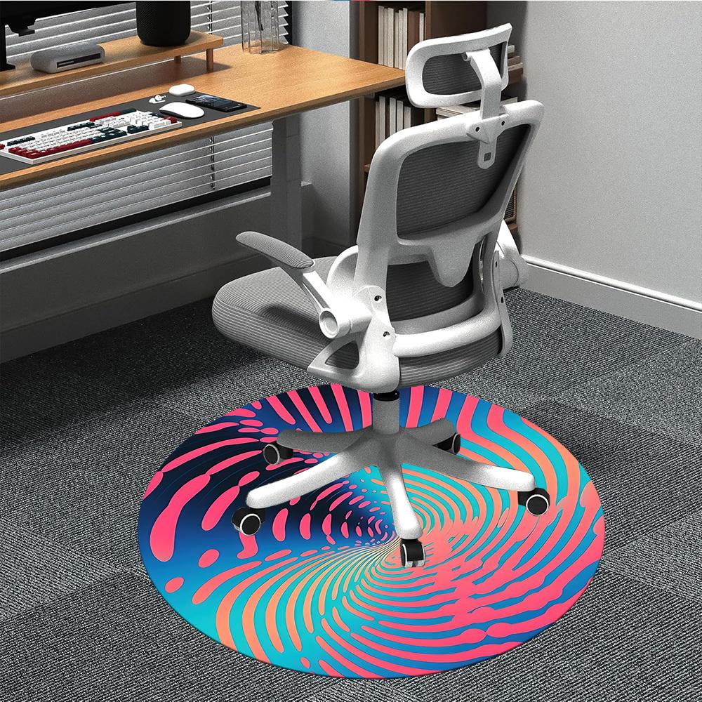 1pc Vortex Waves Office Round Area Rug,  Mat Suitable ForOffice, Under Office Chairs Bedroom Living Room Home Decor, Room Deco