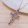 Fashion Cross Necklace for Men and Women Ins Style Zircon Cross Pendant Necklace Zircon Clavicle Chain