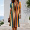 Women s Plus Size White Blue Polka Dot Printed Round Neck Short Sleeve A Line Dress